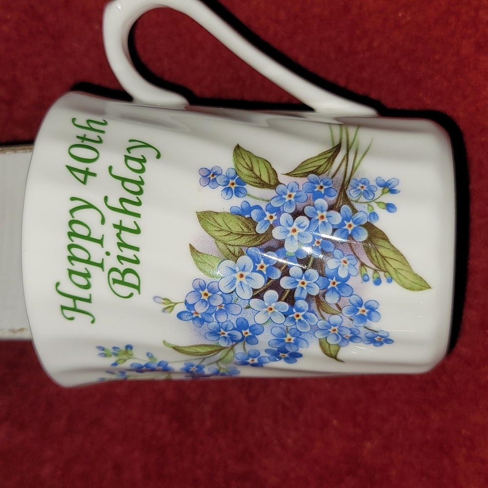 Happy 40th Birthday Blue Floral China Mug
